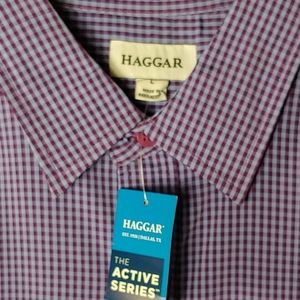 Haggar Active Series blue/purple LS Casual shirt Size L New